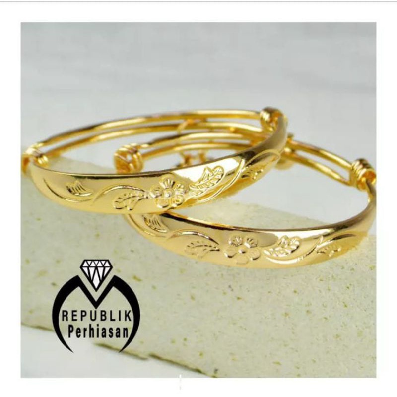 GELANG BAYI KRINCING WARNA EMAS 24 KARAT//GELANG BAYI PEREMPUAT KRINCING