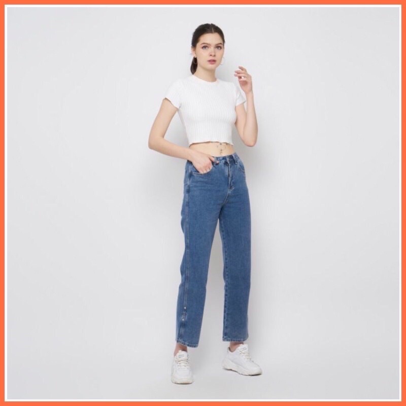 Celana Jeans Panjang Wanita Import Loose Jeans Celana Jeans High Waist