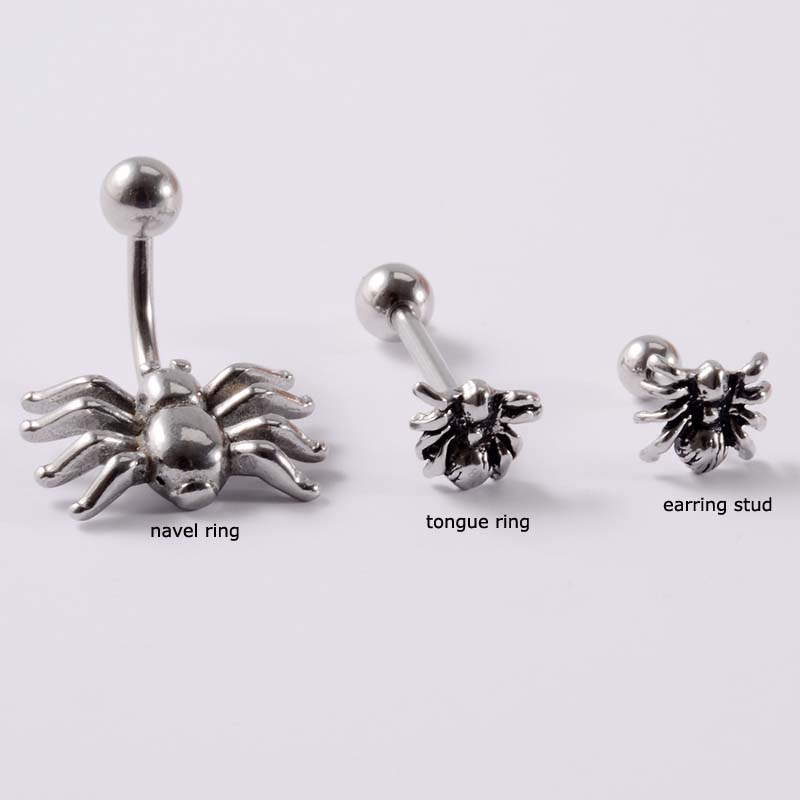 1pc Anting Tindik Lidah Bentuk Laba-Laba Bahan Stainless Steel Untuk Unisex