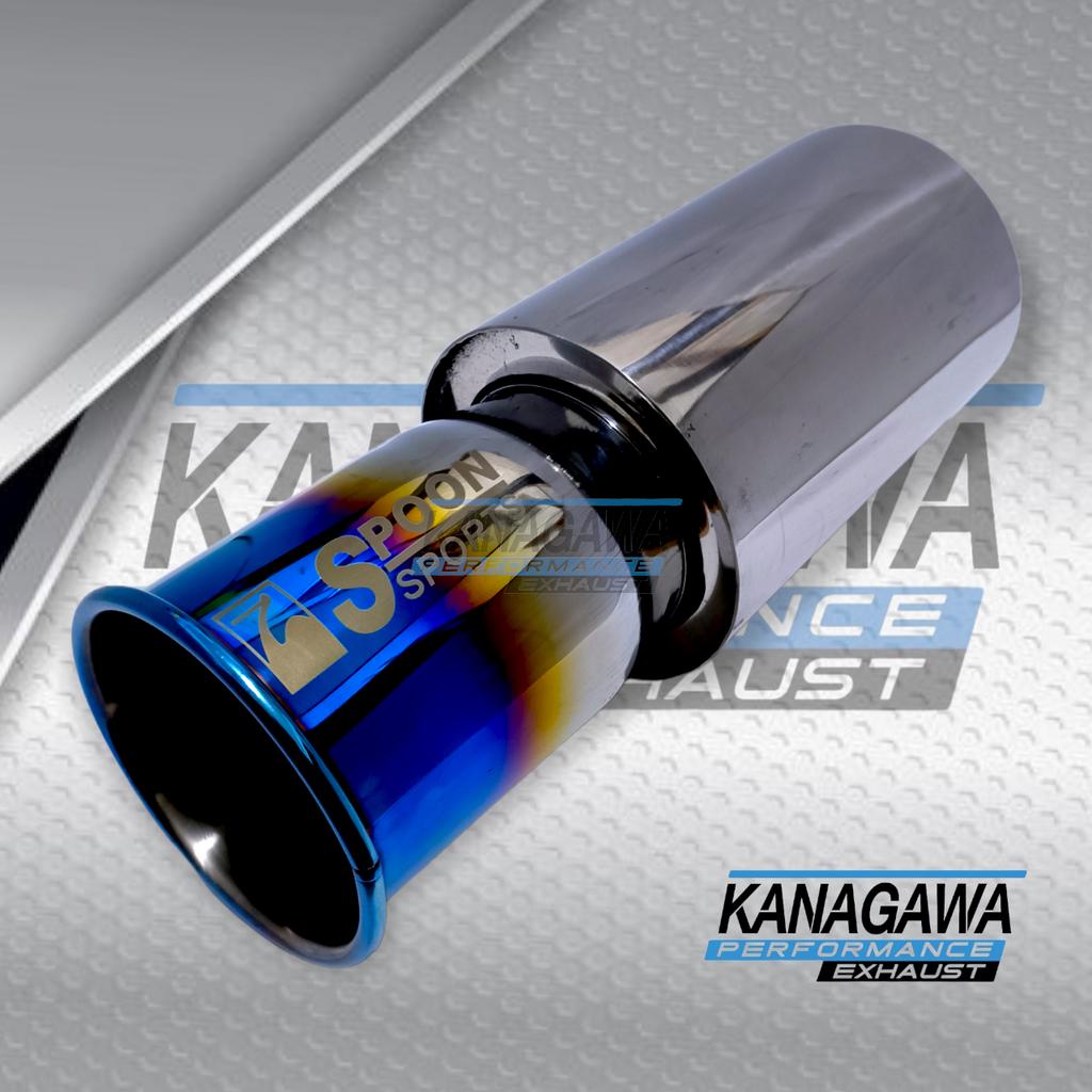 Knalpot Racing Mobil SPOON Sports Bass Adem Bulet Empuk Full Stenlis Performance Biru