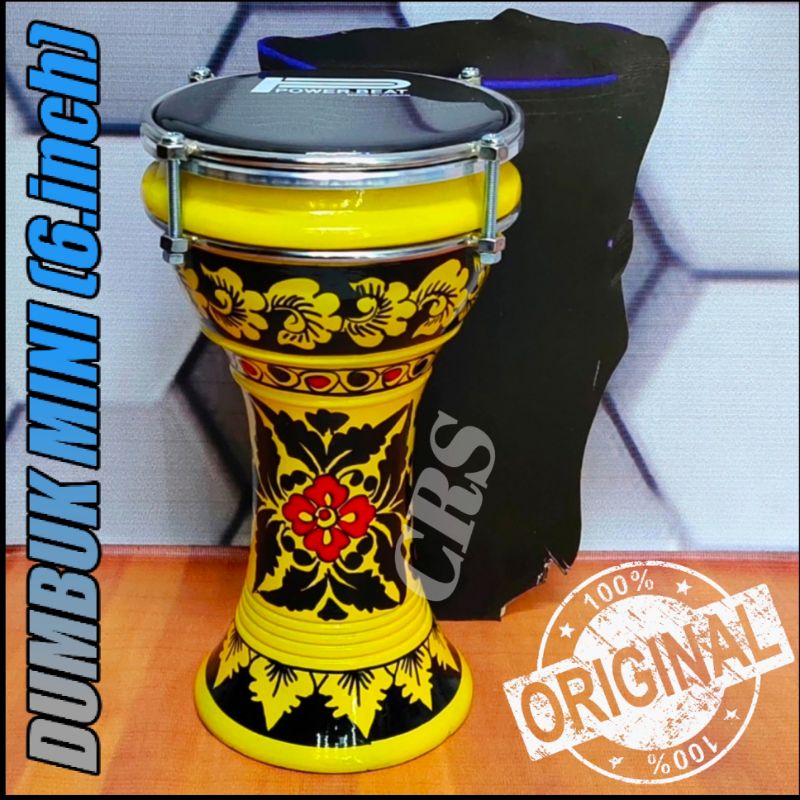 Gendang Anak Marawis 6 inch Kuning Hitam Power Beat Hitam