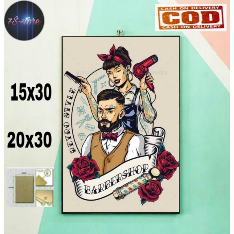 HIASAN DINDING TEMA BARBERSHOP/POSTER KAYU BARBERSHOP/POSTER BARBERSHOP/WALLDECOR