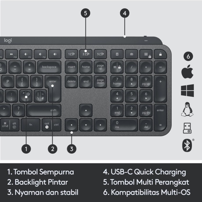 Keyboard Logitech MX Keys Full Size Graphite