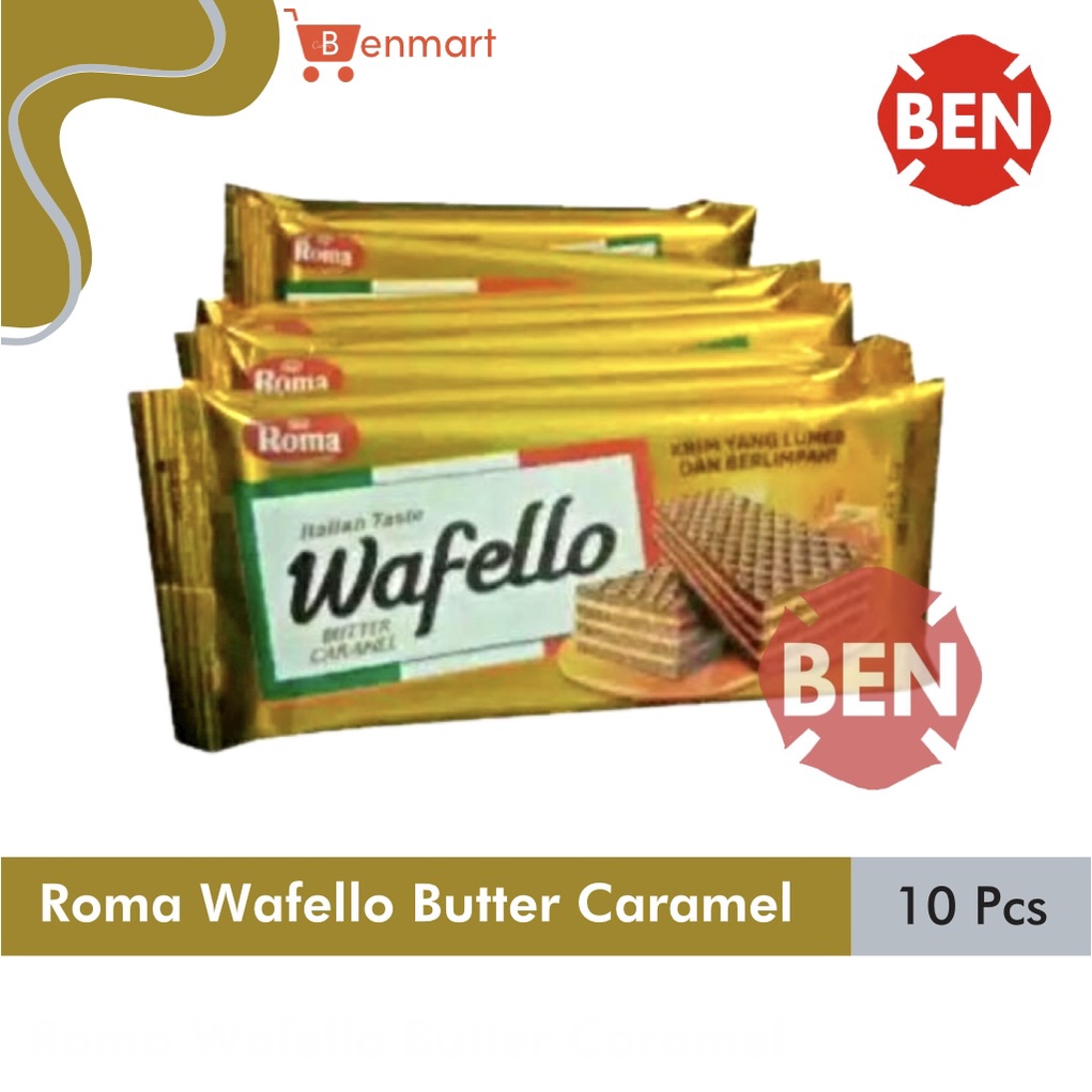 

Roma Wafello BUTTER CARAMEL 1 Pak Renceng 10 Pcs 15g 15gr 15 g gr gram - Karamel Kuning 1000