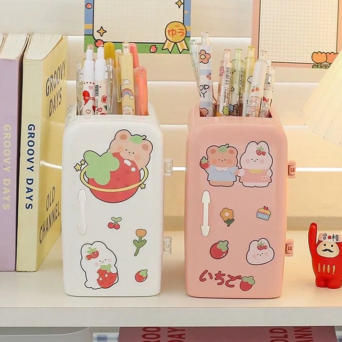 [randomstuff] Kotak Pensil Bentuk Kulkas Unik Serbaguna Dengan Laci Kotak Pena Cute Fridge Penholder Berkualitas Korean Style Tempat Pensil Aesthetic Desk Decoration Stationary Kit-2
