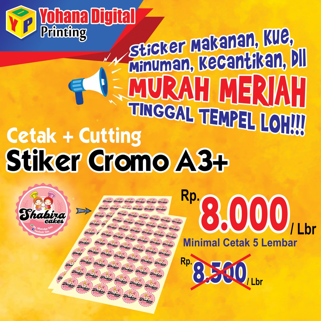 

CROMO CUTTING - LABEL MAKANAN / MINUMAN PRODUK CUTTING A3+ YOHANA STICKER TINGGAL TEMPEL