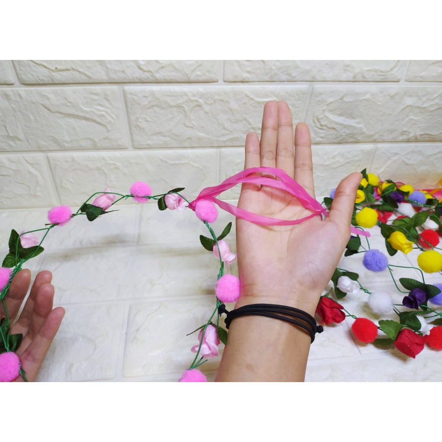 Flower crown Pom Pom KUNCUP - Headpiece Cantik elegan