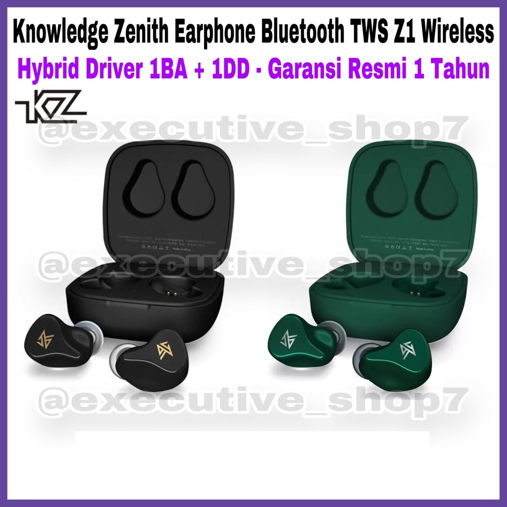 Knowledge Zenith Earphone Bluetooth TWS KZ Z1 Wireless - Hybird Driver 1BA + 1DD