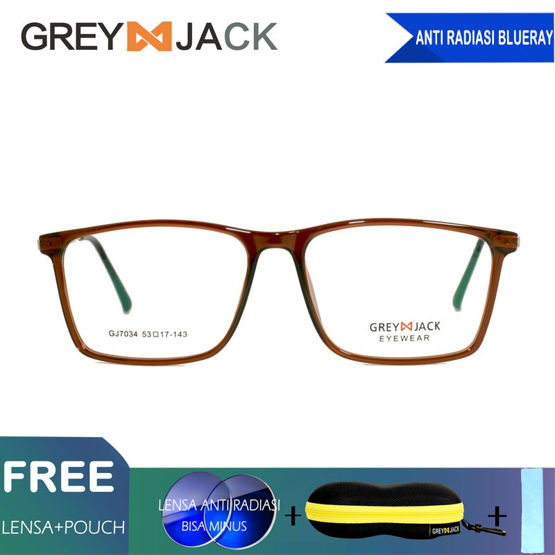 

Grey Jack Frame Kacamata dengan Lensa anti radiasi Blue Ray/ Pria dan Wanita / TR90 7034