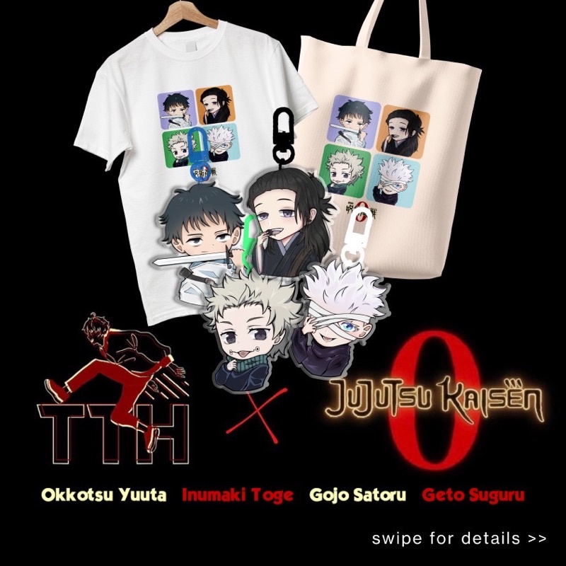 JUJUTSU KAISEN 0 FAN MERCH BY TTH keychain, totebag and tshirt pre order