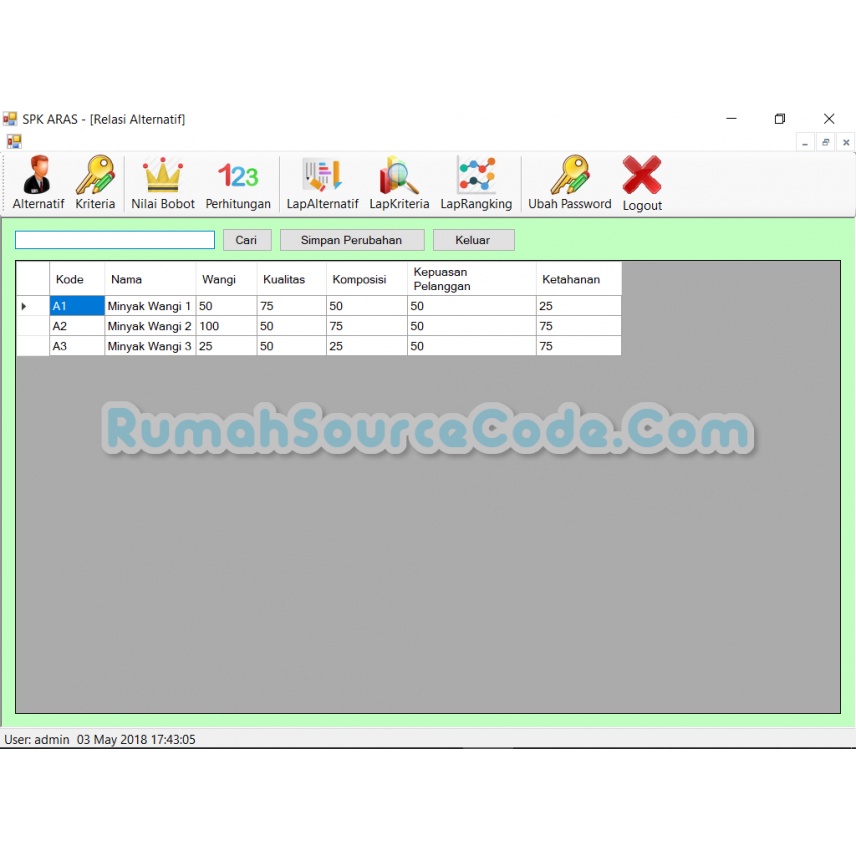 Source Code SPK Metode ARAS VB.Net