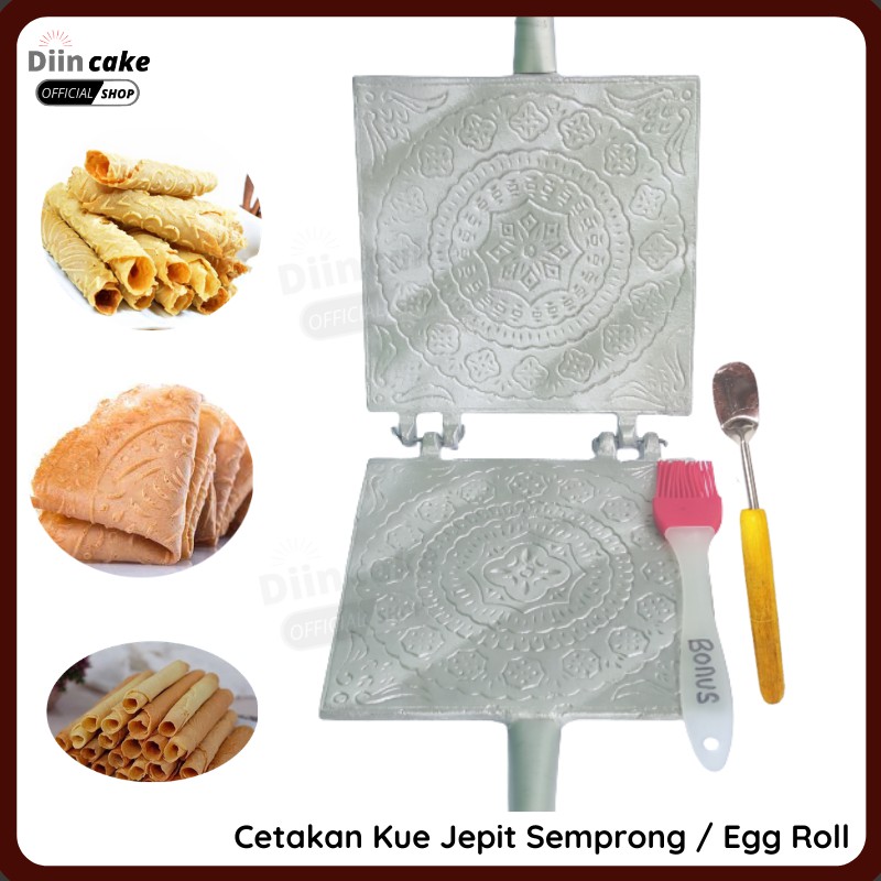 Cetakan Kue Jepit Semprong Opak Gambir Egg Roll Small Bonus Sutil Kue Dan Kuas Kue Silikon