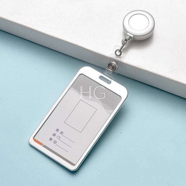 

HG - Name Tag Yoyo ID Card Holder Kartu Izin Metal Kantong Tarik 2 sisi/muka