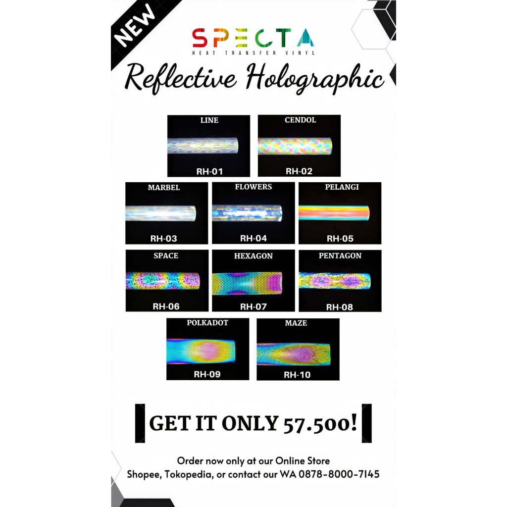 SPECTAFLEX POLYFLEX PU KOREA REFLECTIVE HOLOGRAPHIC ORIGINAL HTV VINYL