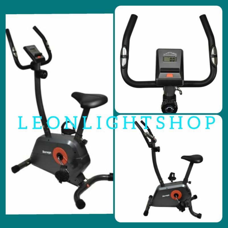 BERWYN SEPEDA STATIS ORANGE/ABU-ABU 8 LEVEL BEBAN/MAGNETIC BIKE/PEMBAKAR LEMAK KALORI/ALAT GYM MURAH