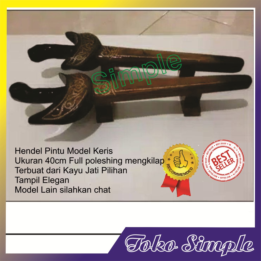 TARIKAN PEGANGAN GAGANG PINTU RUMAH MINIMALIS PULL HANDLE ANTIK MOTIF KERIS KOTAK DARI KAYU ASLI