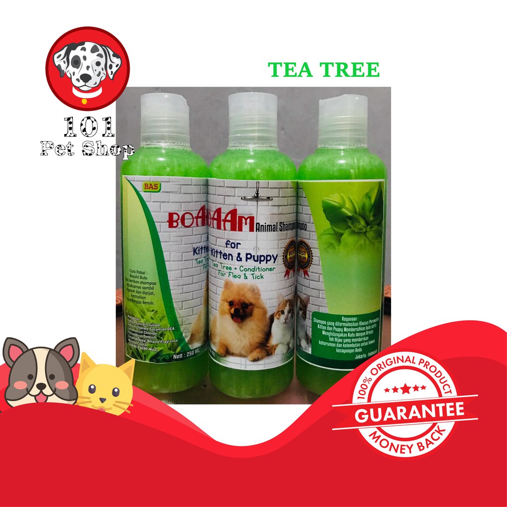 BOAAM SHAMPOO TEA TREE &amp; CONDITIONER FLEA &amp; TICK 250ML ( KITTEN &amp; PUPPY )