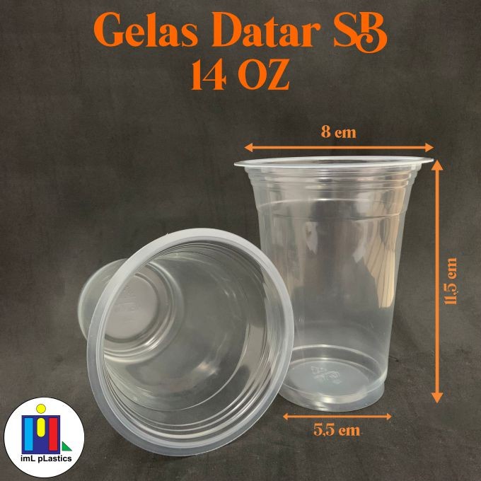 GELAS CUP SUPER BUBBLE / GELAS DATAR PLASTIK 14 OZ - ISI 50PCS