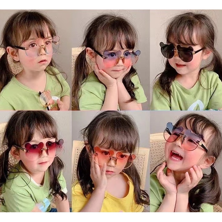 ✔ COD Kacamata hitam Anak Fashion Kacamata Anak Telinga Beruang NO frame Titanium High Quality Import bear kacamata 1 - 8 tahun kids kacamata beruang D722