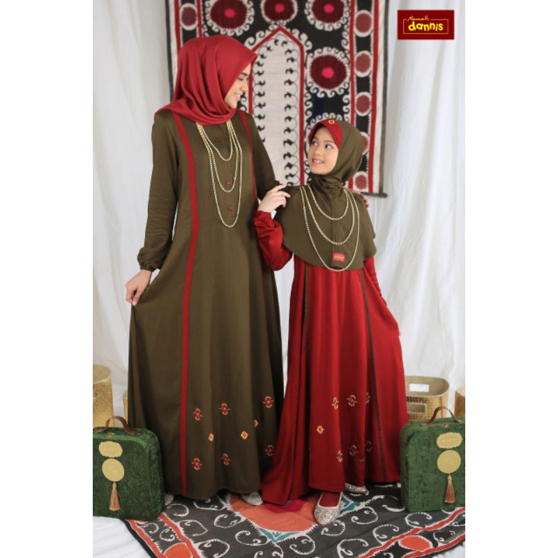 DANNIS Abaya Sarimbit d' Uzbeck Hijau Army