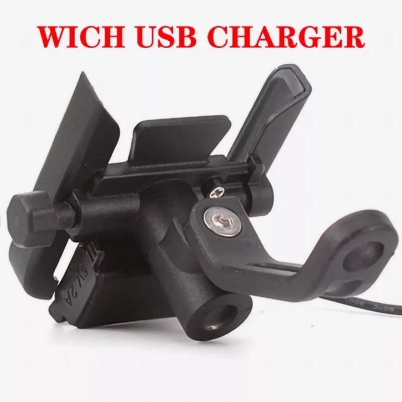 Holder Hp + Charger Bahan Full Cnc Universal Buat Semua Motor Bisa