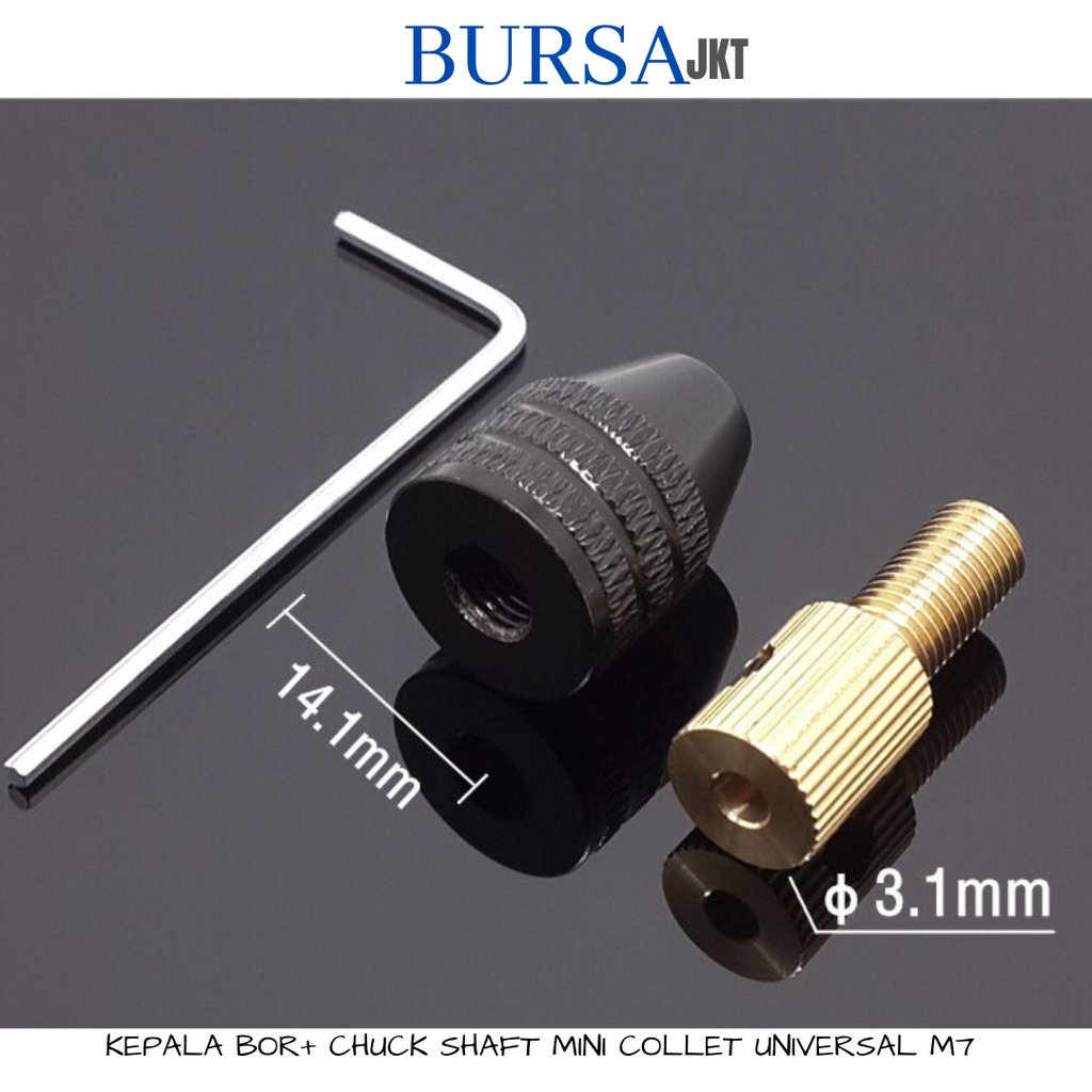 KEPALA BOR MINI KEYLESS M7 0.3 - 3.5 MM + DRILL CHUCK MOTOR AS 3.17 MM