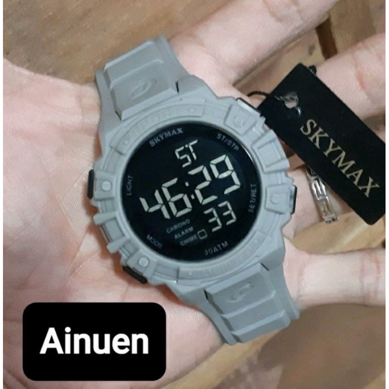 Jam Netizen Jam Tangan Skymax Jam Tangan Pria Tahan Air Menyelam Jam Tangan Couple Sepasang Free Baterai Box Analog Baterai Jam Tangan Waterproof-Bulat abu baru