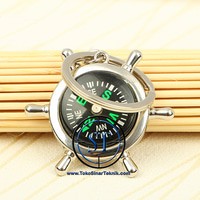 Gantungan Kunci Kompas Stainless Steel Compass Keren Cool Gaul