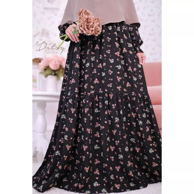 CIRILLA BLACK NIGHTGOWN (Sz S) original Ditsy Agustus 2022