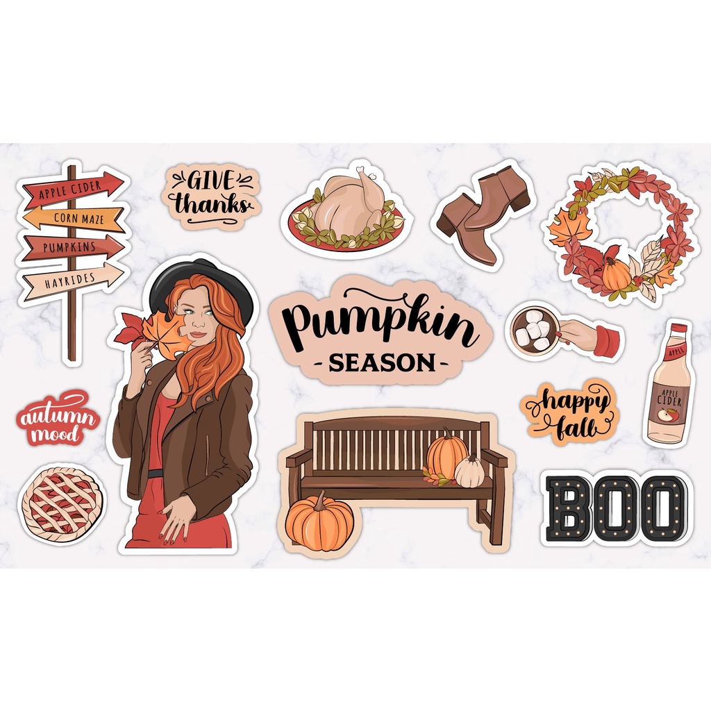 STIKER TUMBLR AESTHETIC SET / Stiker Pack Aesthetic /Stiker Hp Laptop/ Sticker Tumblr-Pumpkin