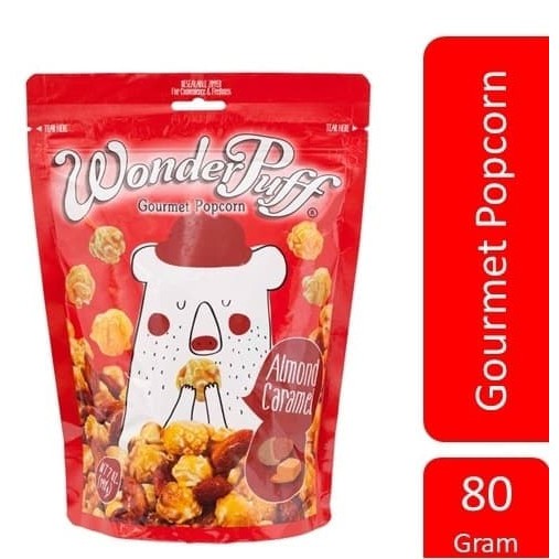 Wonder Puff/ Gourmet Popcorn Almond Caramel 80 Gr/ WonderPuff Pop Corn