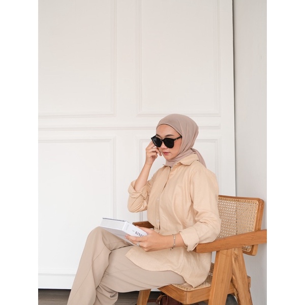 Floral.id Kemeja Rami-Cream rami