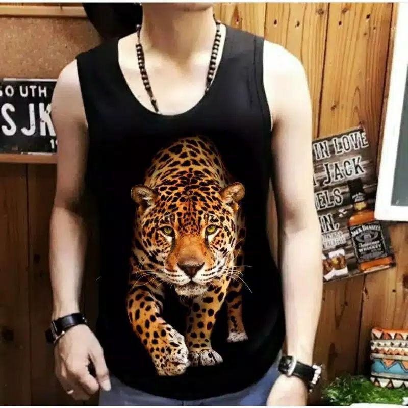 Kaos Singlet Pria Motif Macan Realpic