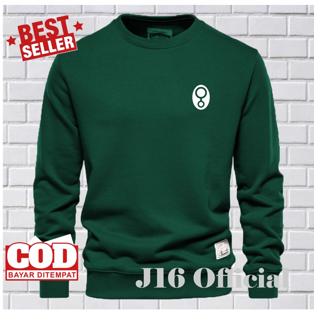 GREENLIGHT Crewneck Sweater Oblong Pria Bahan Fleece Tebal Premium