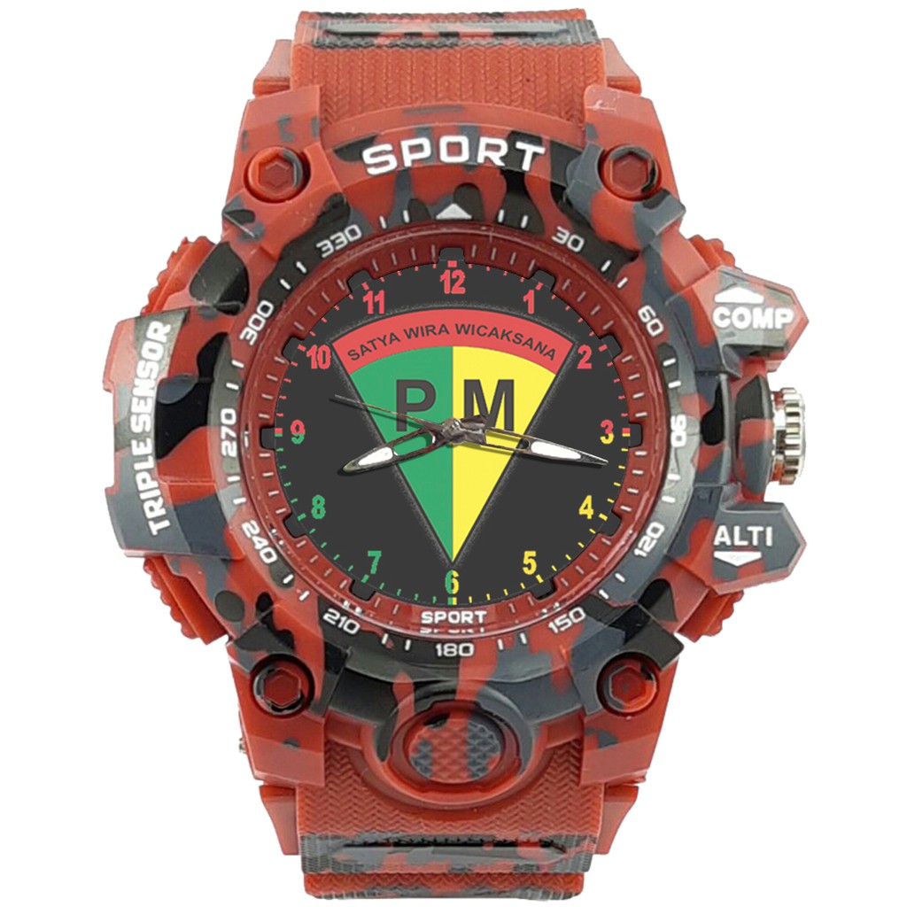 {Istimewa} Jam Tangan PM - POLISI MILITER 2 Merah Army Water Resistant