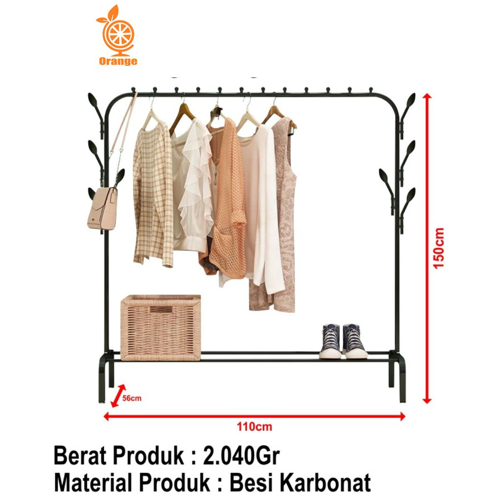 Rak Stand Hanger Double dan Stand Hanger Single Gantungan Baju Berdiri Kuat 40kg Serbaguna Worldhome66