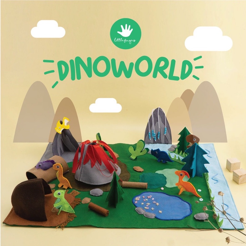 LITTLEFINGERS Dino World | busy book | busy pad | quiet book| pretend play | kado anak | felt toys