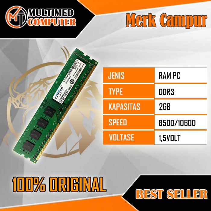 Promo RAM Memory PC DDR3 4GB PC10600 - PC12800 Merk Campur