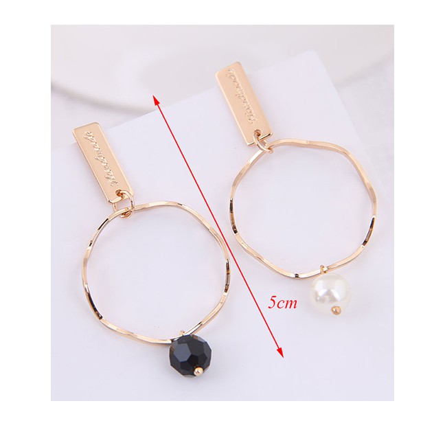 LRC Anting Tusuk Fashion Gold Metal Ring Earrings A58422
