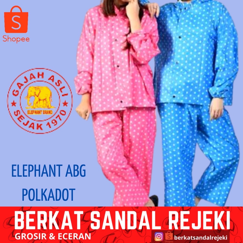 Jas Hujan Jaket Celana Polkadot Elephant ABG