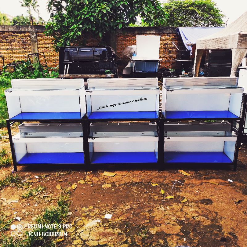 aquarium 100x40x40 3 set full stiker orecall, tutup dan filter