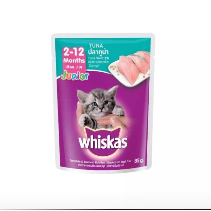 MAKANAN KUCING KITTEN BASAH WHISKAS JUNIOR RASA IKAN TUNA 85 GRAM