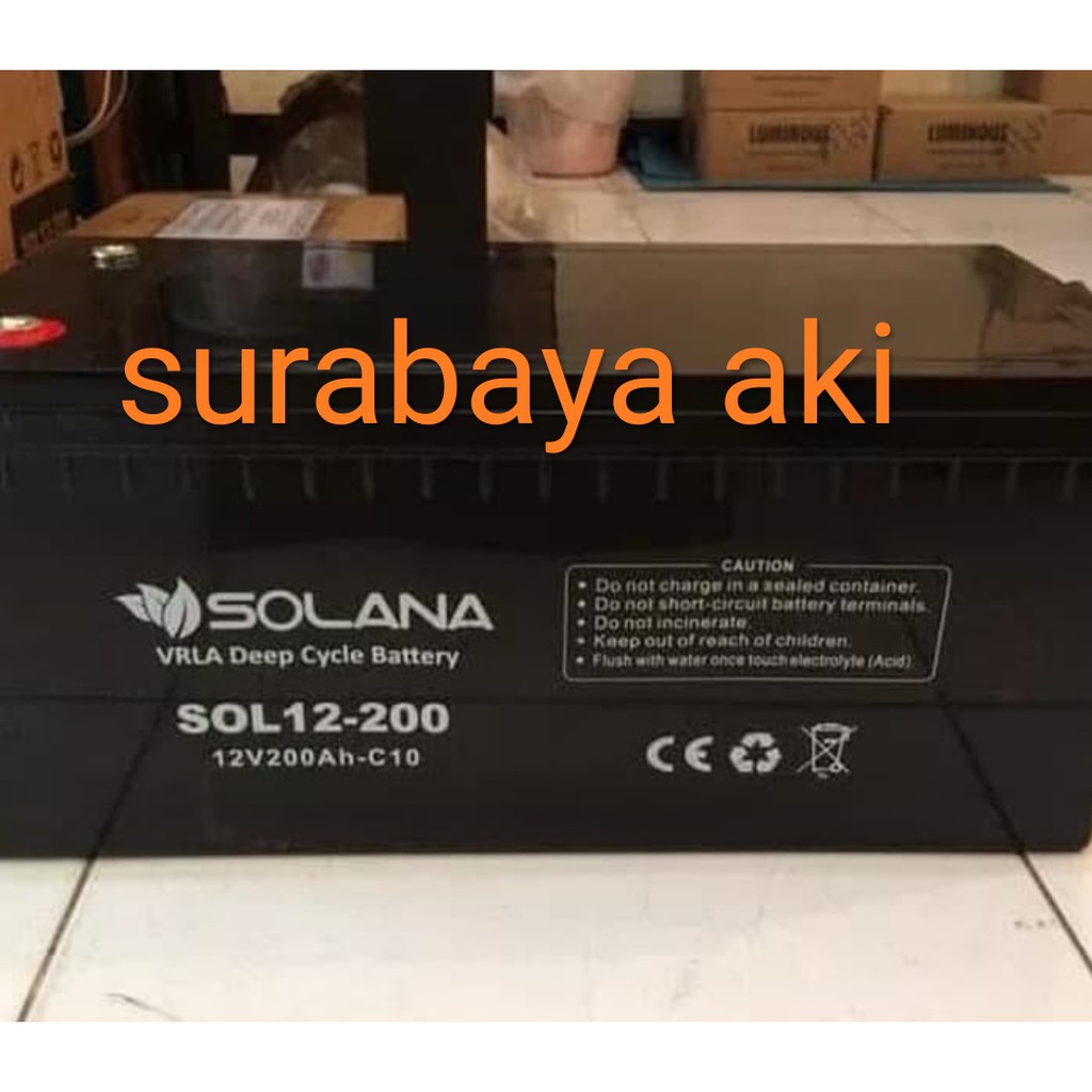 Aki baterai solana vrla deep cycle 12v 12 v 200ah 200 ah c10 c 10