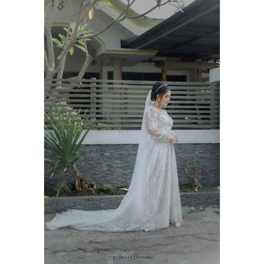 Baju pengantin/baju akad/baju nikah/dress wedding/dress akad/dress putih/dress all size/gaun nikah/g
