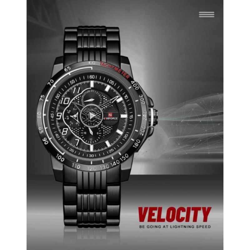 ( COD ) Best Seller  Jam Tangan Pria Naviforce Nf-9180 Chrono Aktif TL Rantai Steel Original