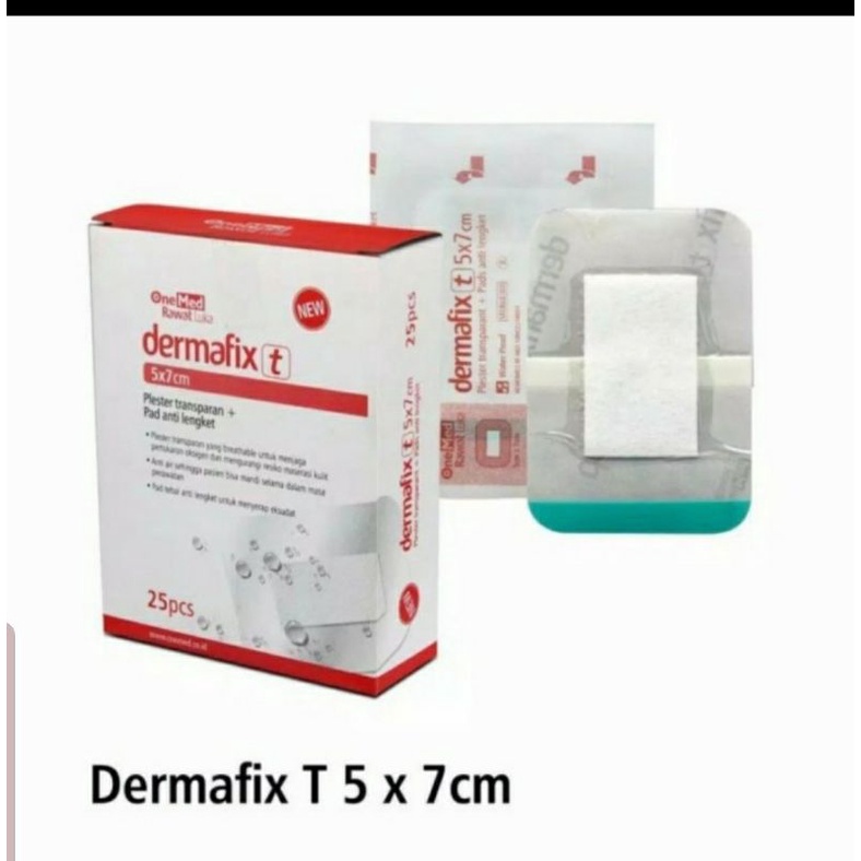 Dermafix T 5x7 Onemed 1box (25 pcs) Plester Transparan + Pad anti lengket