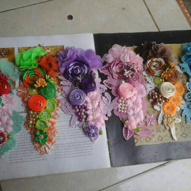 

Headpiece brukat bunga pita satin frill cantik