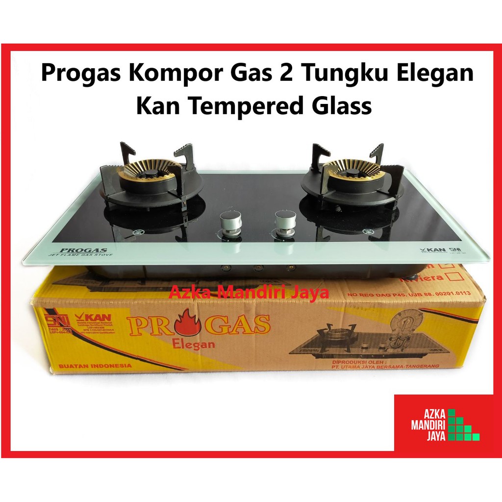 Progas Kompor Gas 2 Tungku Elegan Kan Tempered Glass - Kompor Tanam