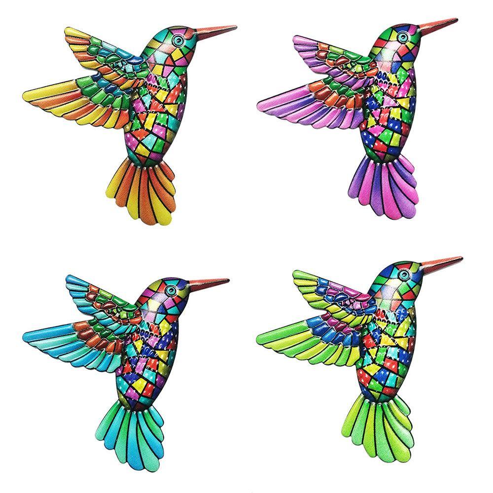 Populer 4PCS Ornamen Hummingbird Logam Kamar Tidur Artwork Patung Patung Indoor Outdoor Taman Craft