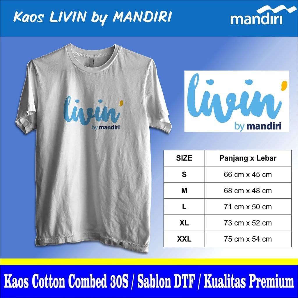 KAOS Livin by mandiri Baju mandiri Seragam Livin Bank Mandiri READY STOK TANPA PO